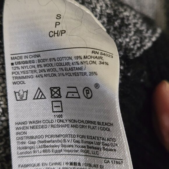 Banana Republic Black Buffalo Check Mohair Wool Blend Crewneck Sweater Size S - Picture 6 of 6